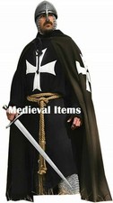 Knights Hospitaller Templar Tunic  Cloak Cape with Hood Medieval Surcoat LARP