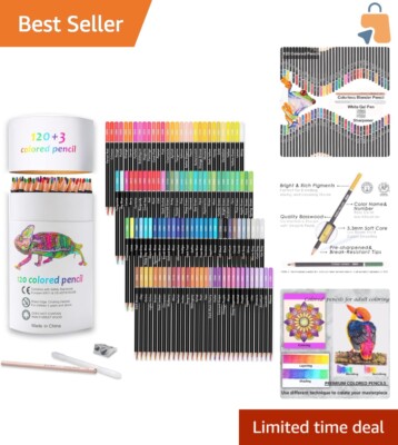 Vibrant Soft Core Colored Pencils - 120 Shades for Perfect Blending and Shading