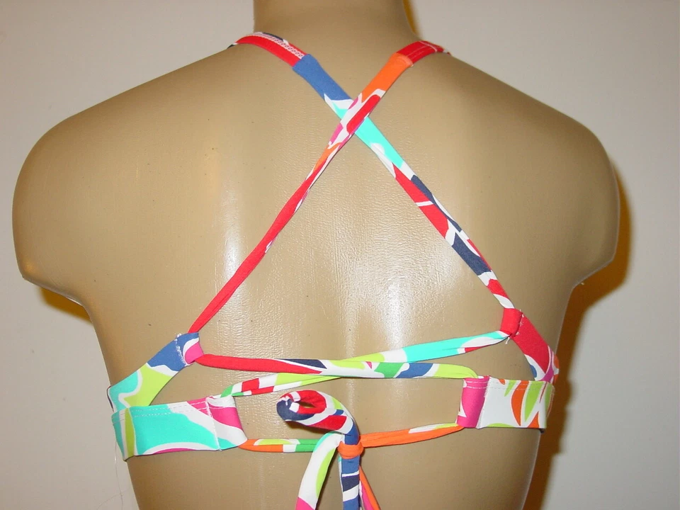 Traje de baño bikini con estampado de hojas brillantes Nautica 2 piezas con tiras en la espalda Top-L-NUEVO $114. Foto 4 de 4