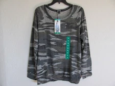 Buffalo David Bitton Long Sleeve Crew Neck Shirt- Gray Camo -Size XL (16) -NWT 