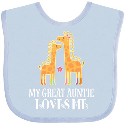 Inktastic Great Auntie Loves Me Giraffe Baby Bib Gift Nephew Girls Cute Clothing