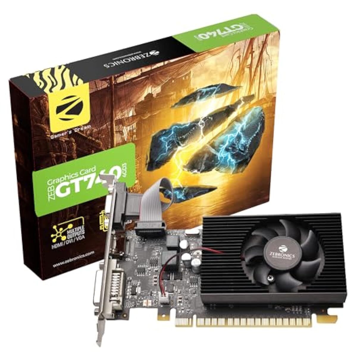 ZEBRONICS GT740-4GD3 Graphics Card, Powered by NVIDIA, 4GB GDDR3