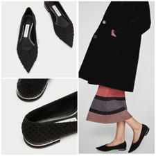 NWT Zara Size 6 Gathered Mesh Polka Pointy Flats