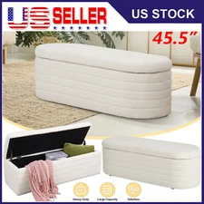 Teddy Fabric Sherpa Storage Ottoman Bench Footrest Upholstered End of Bed Bench 