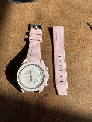 20mm PINK sailcloth vulcanIzed rubber rolex GMT Sub Swatch Moonswatch Venus