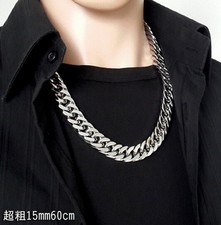 Chunky Huge Men Silver Stainless Steel Heavy Cuban Curb Chain Necklace 15mm 24''