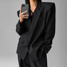 Black Blazer Women Jacket. Black women blazer relaxed style. Blazer suit women