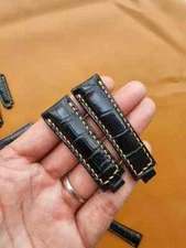 20/16mm Black 100% Genuine Leather Skin Watch Strap Band,Quick Release