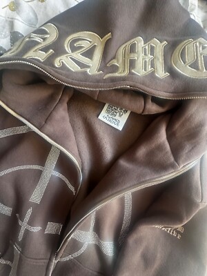 Named Collective unisex mission rhinestone zip hoodie in taupe S/M