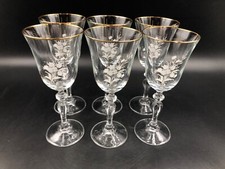 Servizio Calice Bicchiere vino vetro stile Murano fiore bianco foglio d'oro