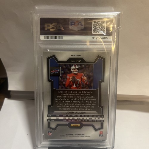 Prizm 2023 #32 Josh Allen senza huddle PSA 10! POP 3 banconote di bufalo a lastra pulita - Foto 5 di 5