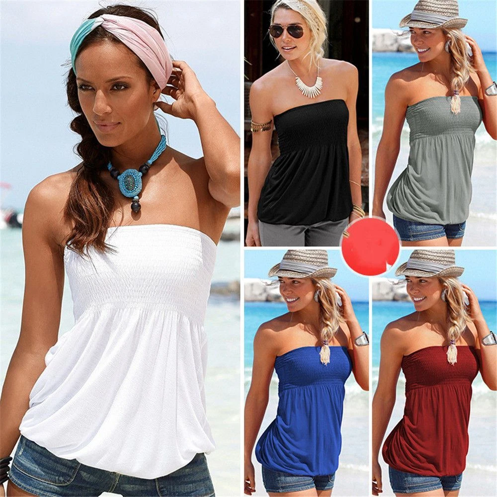 Summer strapless shop tops