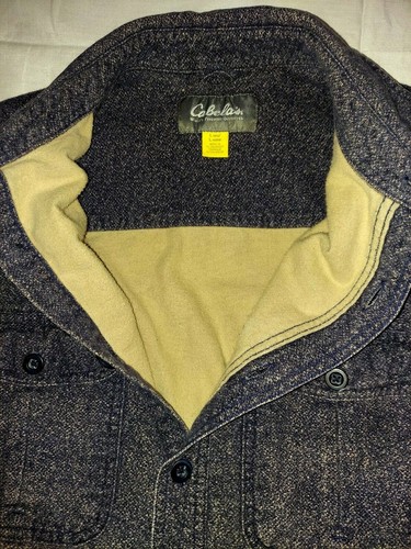 Cabela's Blue Long Sleeve Shirt Size L Rustic Look Insulated - Picture 2 of 7