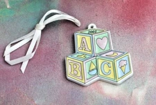 Longaberger Tie-On Baby 2001 ABC Building Blocks #39594, NOS FREE SHIP!