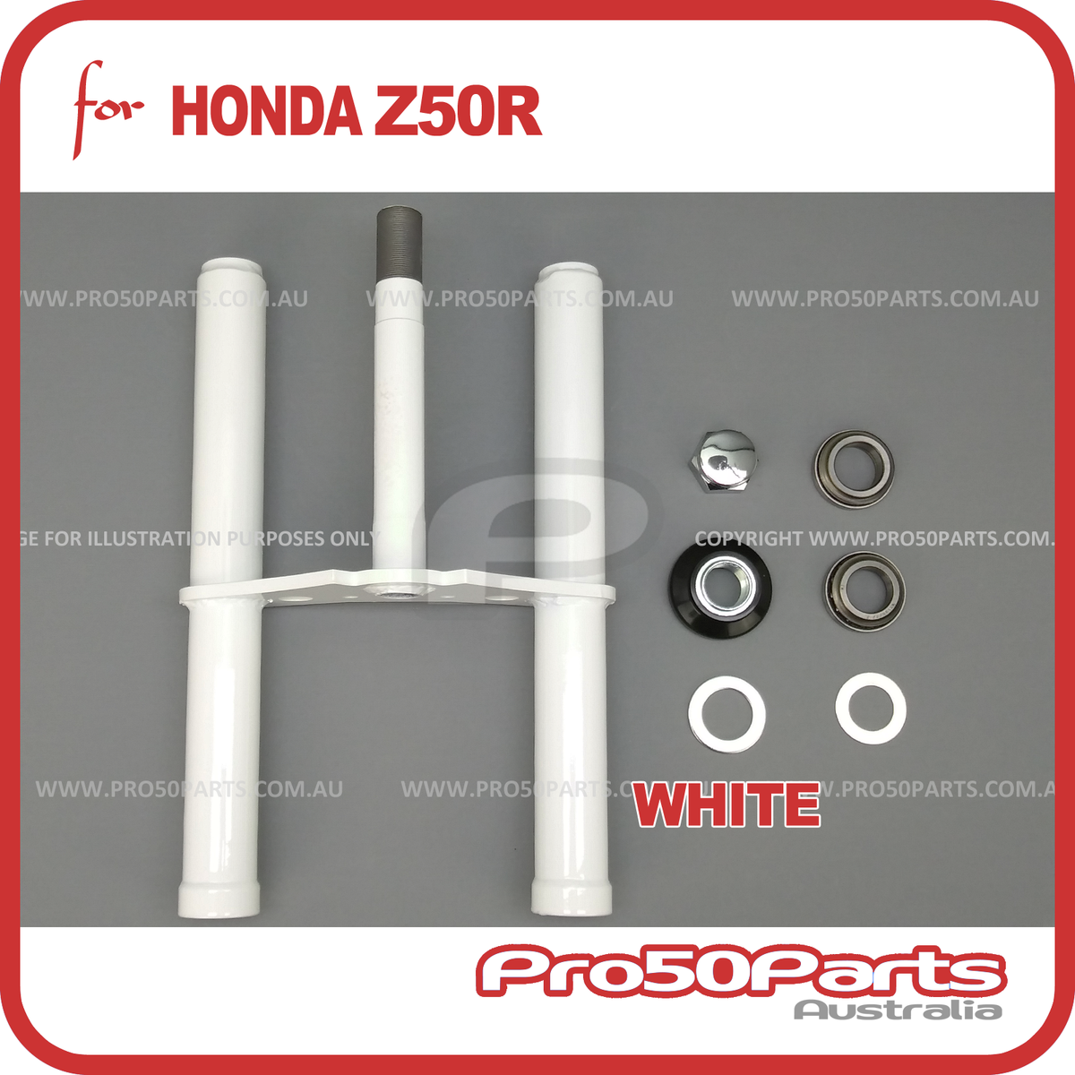 Front Fork Steering Column White color Triple Tree for Honda