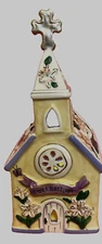 Blue Sky Clayworks "EASTER BLESSINGS" Church Tea Light Candle House NWT