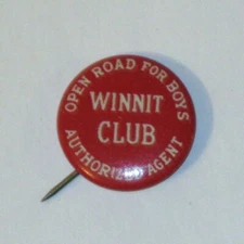 Vintage "OPEN ROAD for BOYS" Magazine WINNIT CLUB Authorized Agent Pin!
