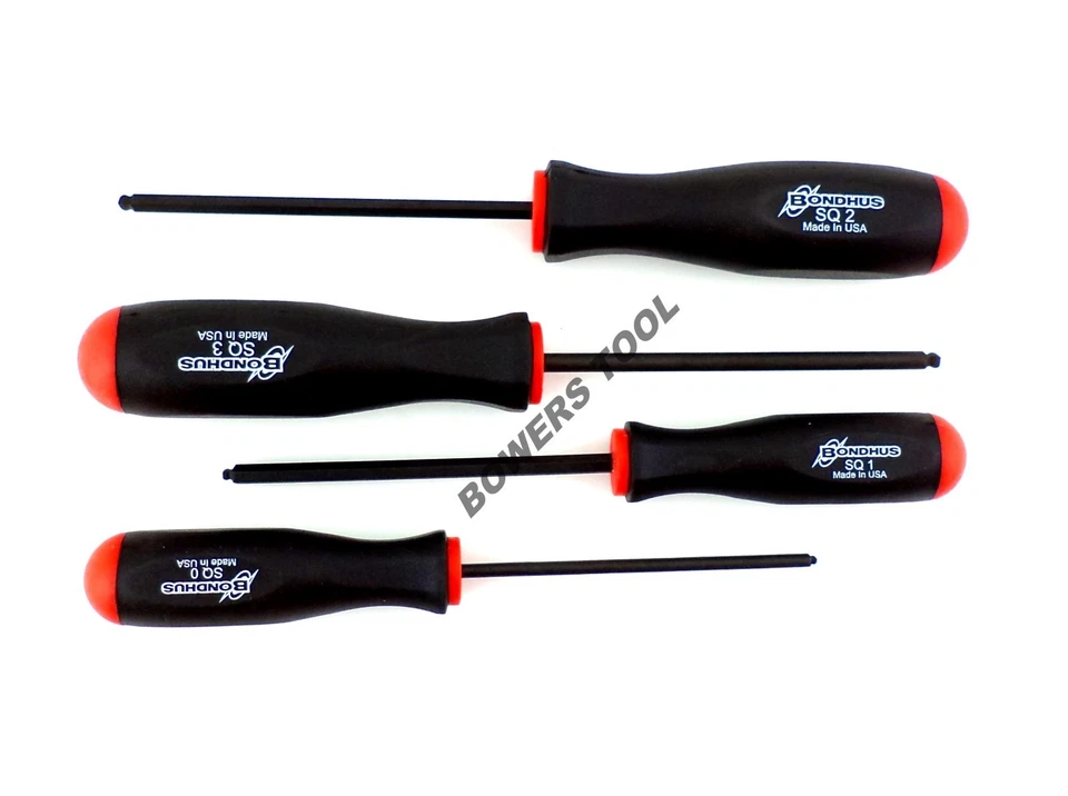Bondhus 4pc Ball End Square Robertson Screwdriver Set SQ 0 1 2 3 USA MADE 11640 - Image 3 of 4
