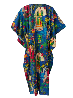 frida kahlo blue dress Frida Kahlo with Birds in Blue Dress Sticker