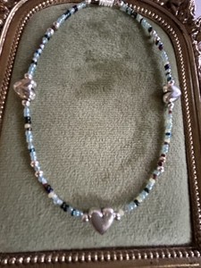 Blue Multi Tibet Silver Hearts Anklet Ankle Bracelet 11”