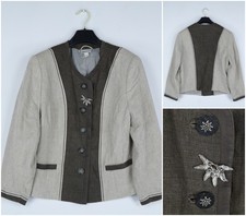 Womens Trachten Blazer Large Size UK 14 EU 40 Beige Tyrol MEICO Festival Jacket