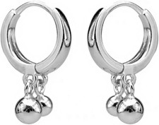 Tiny Balls Small Hoop Earrings for Women Girls 925 Sterling Silver Hypoallergeni