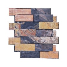 5Pcs 10.6"x10.6" Peel and Stick Backsplash Stone Tile Sticker, Gold Brown Black
