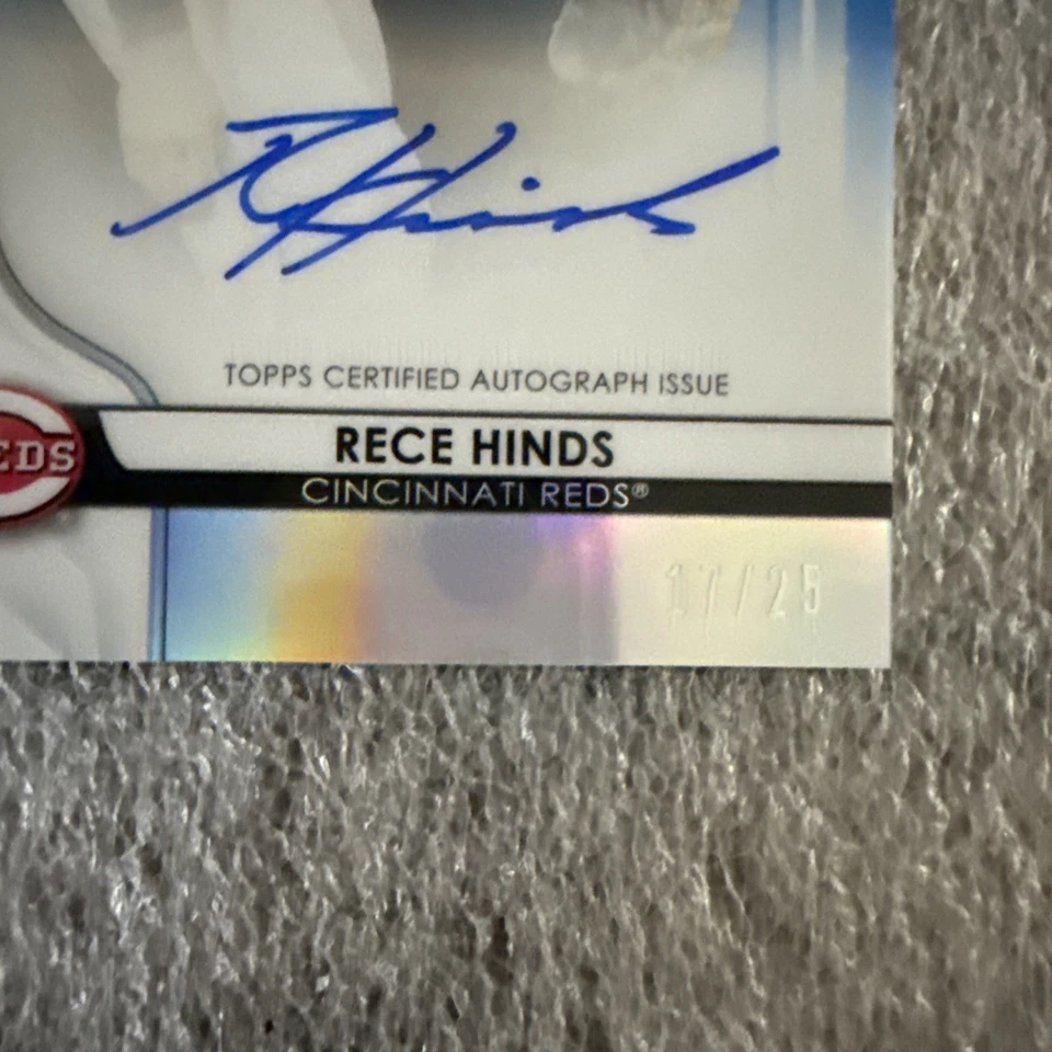 2020 Bowman Sterling Rece Hinds Prospect Auto Refractor Blue /25 #BSPA-RH - Image 3 of 4