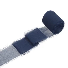 1 Roll Chiffon Ribbon, 1.5 Inch x 5 Yard Silk Ribbon, Deep Blue
