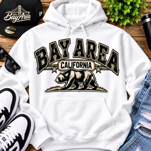 Bay Area California Bear Hoodie Vintage NorCal West Coast Streetwear Sweatshirt - product listing photo