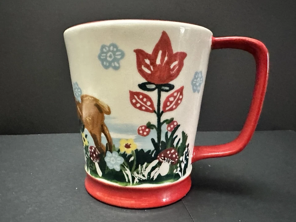 TAZA DE CAFÉ ROJA ANTHROPOLOGIE Nathalie Lete SNOWY SALUTATIONS Bonne Annee 4" Foto 2 de 4