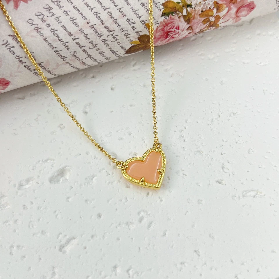 Kendra Scott Ari сердце золото регулируемая длина подвеска ожерелье - розовый drusy - Изображение 3 из 4