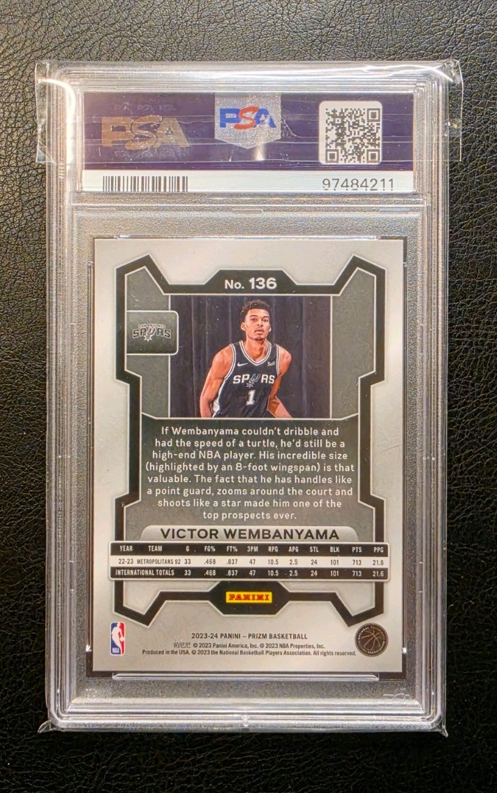 2023-24 Panini Prizm Victor Wembanyama #136 PSA 9 (RC) view 2