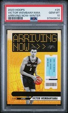 2023-24 Panini NBA Hoops Victor Wembanyama Rookie Arriving Now #26 Winter PSA 10