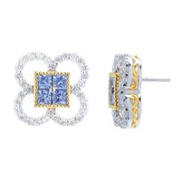 Cavill Silberohrringe Damen 925 Sterlingsilber Blauer Saphir 2,4Ct BlüTe