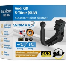 ANHÄNGERKUPPLUNG für Audi Q8 ab 18 vert. abnehmbar GDW +13pol E-Satz ABE