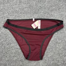 Victoria's Secret PINK Mesh Bikini Panties M/M Burgundy Extra Low Rise NWT