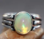 Fiery Natural Ethiopian Opal 925 Silver Plated Ring US 8 Perfect For Gifting GW