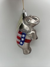 New Old World Christmas Republican Elephant Glass Blown Ornaments Christmas Tree