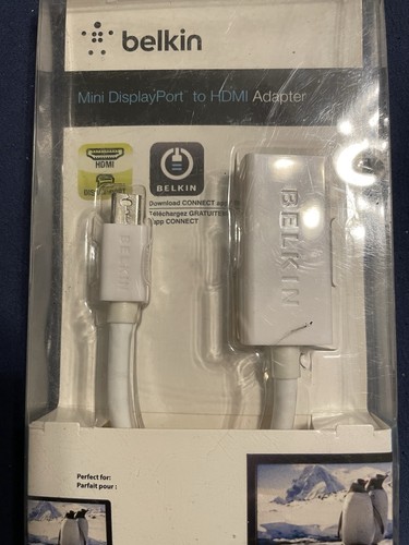 Belkin F2CD021eb White Mini DisplayPort To HDMI Adapter Plug-and-Play New - Picture 2 of 3