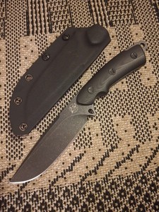 Black Stonewash Fixed Blade Skinning hunting knife, G10 Handle - Kydex sheath
