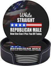 New Stylish Leather Coasters Set of 6 with Holder Fast Shipping