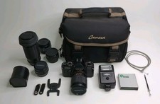 Yashica FX-D Quartz SLR 35mm Film Camera Set Lenses  Accessories