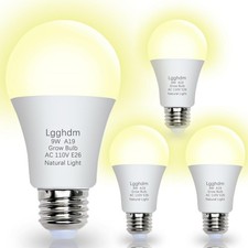 4 Pack Grow Light Bulbs-A19,LED Grow Bulb for Indoor Plants,Full Spectrum, 9 ...