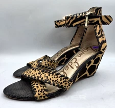 Sam Edelman SILVIA Heeled Sandals Calf Hair Animal Print Side Buckle Tribal 8M
