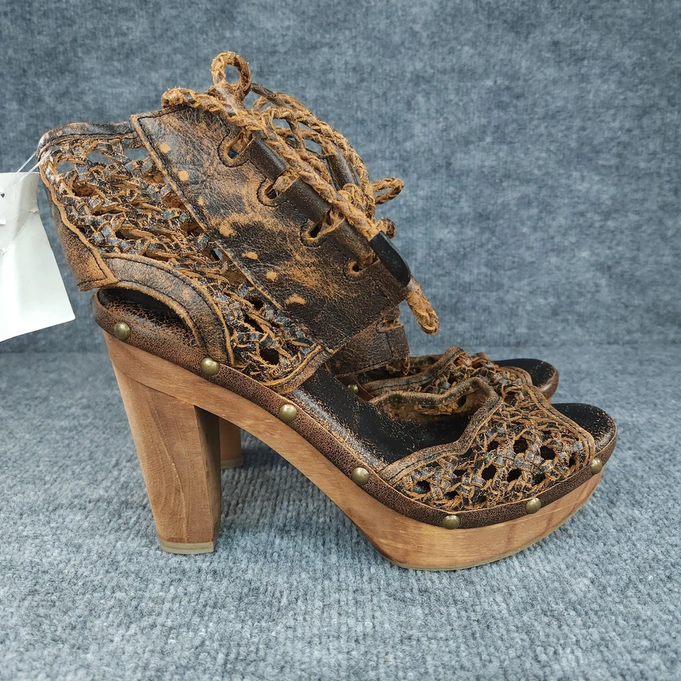 Sbicca Vintage Sandals Womens Size 10 Distressed Heels Shoes Wooden Strappy NWT - Image 2 of 4