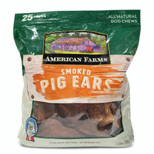 American Farms Smoked Pig Ears Dog Treats, 25 Ears, 37.5 oz Total
