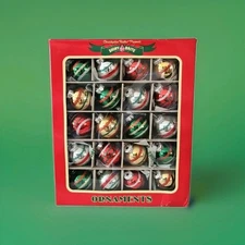 Shiny Brite Mini Metallic Red, Gold, Green & Silver Glass Ball Ornament Set