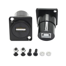 2 PCS USB Panel Mount Adapter D Type USB A Female to USB B Female Connector