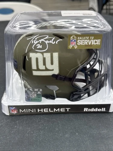 Giants Tiki Barber Signed Salute To Service II Speed Mini Helmet With Cert
